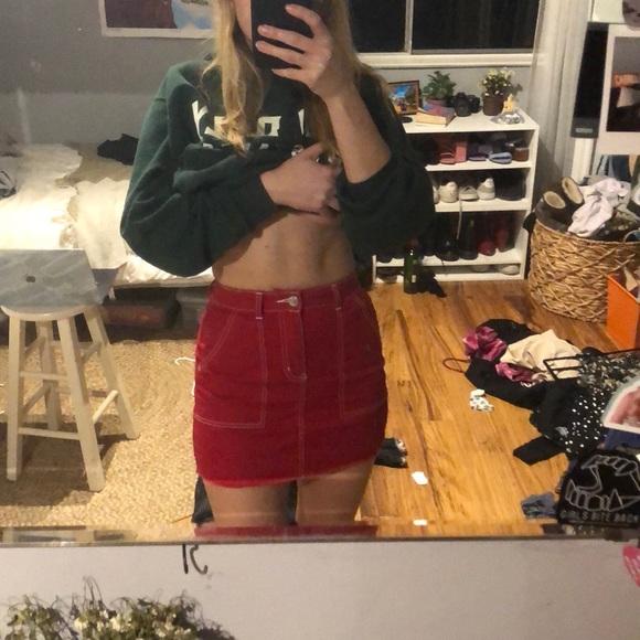 Red Denim Skirt - Picture 3 of 4